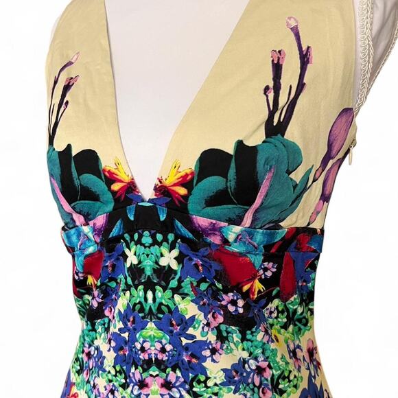 Roberto Cavalli Floral Bodycon Dress – Stretchy Midi – Ecru  US 8, M Designer - Picture 3 of 8